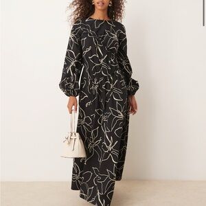 Elegant Black Floral Women's Dress